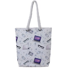 Computer Work Full Print Rope Handle Tote (small) by SychEva