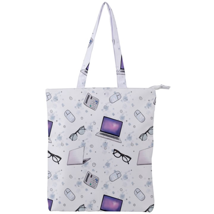 Computer Work Double Zip Up Tote Bag