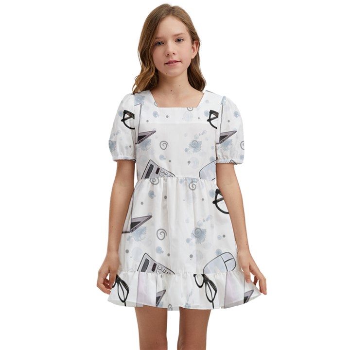 Computer Work Kids  Short Sleeve Dolly Dress