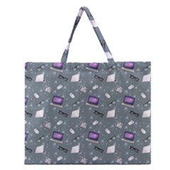 Office Works Zipper Large Tote Bag by SychEva