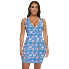 Notepads Pens And Pencils Draped Bodycon Dress