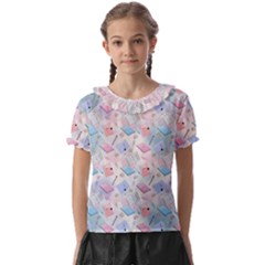 Notepads Pens And Pencils Kids  Frill Chiffon Blouse by SychEva