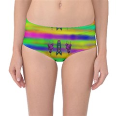 Mermaids And Unicorn Colors For Flower Joy Mid-waist Bikini Bottoms by pepitasart