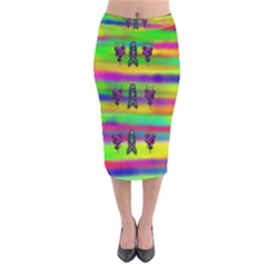 Mermaids And Unicorn Colors For Flower Joy Velvet Midi Pencil Skirt by pepitasart