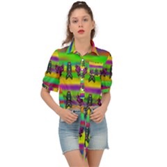 Mermaids And Unicorn Colors For Flower Joy Tie Front Shirt  by pepitasart