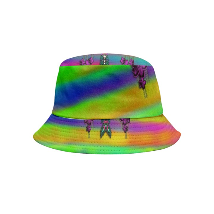 Mermaids And Unicorn Colors For Flower Joy Inside Out Bucket Hat (Kids)