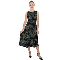 Moody Flora Midi Tie-back Chiffon Dress by BubbSnugg