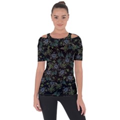 Moody Flora Shoulder Cut Out Short Sleeve Top