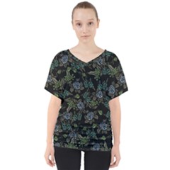 Moody Flora V-neck Dolman Drape Top