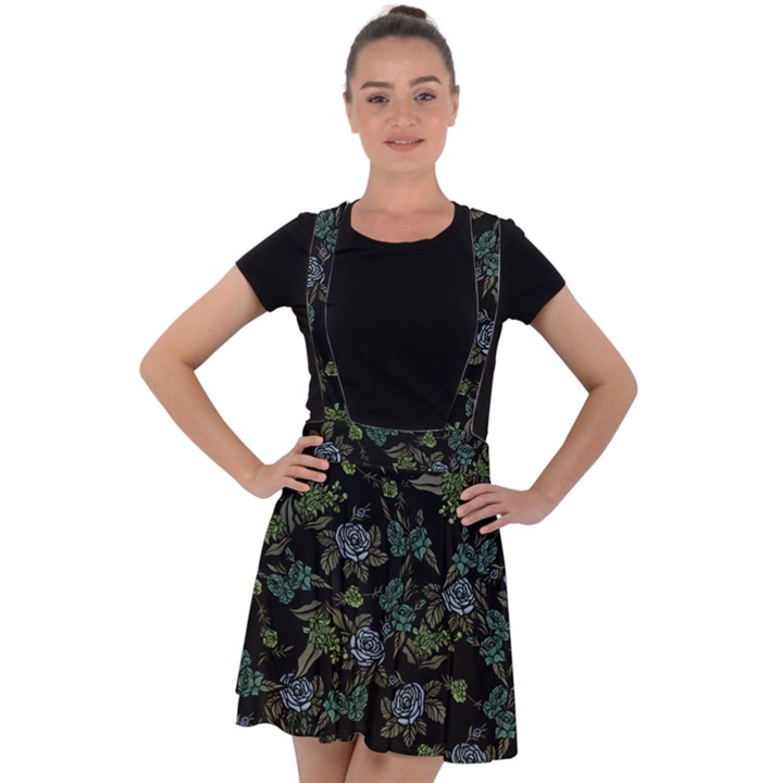 Moody Flora Velvet Suspender Skater Skirt