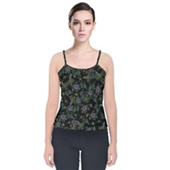 Moody Flora Velvet Spaghetti Strap Top