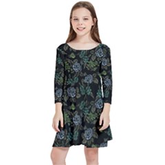 Moody Flora Kids  Quarter Sleeve Skater Dress