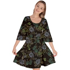 Moody Flora Velour Kimono Dress