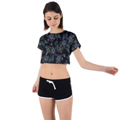 Moody Flora Tie Back Short Sleeve Crop Tee