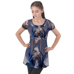 Death Puff Sleeve Tunic Top by Blueketchupshop