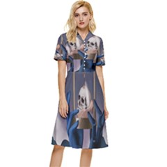 Death Button Top Knee Length Dress