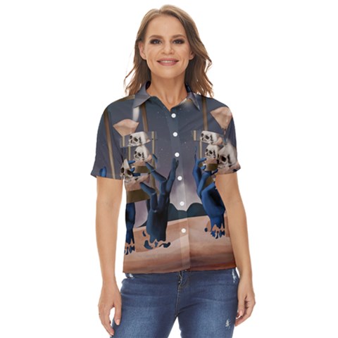 Death Women s Short Sleeve Double Pocket Shirt by Blueketchupshop