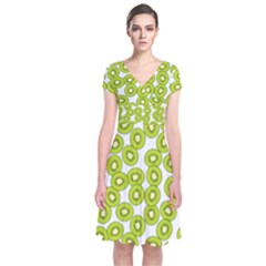 Kiwi Pattern Short Sleeve Front Wrap Dress by Valentinaart