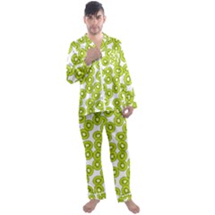 Kiwi Pattern Men s Long Sleeve Satin Pajamas Set by Valentinaart