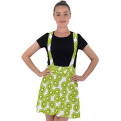 Kiwi Pattern Velvet Suspender Skater Skirt by Valentinaart