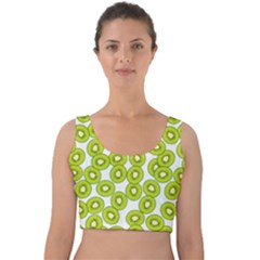 Kiwi Pattern Velvet Crop Top by Valentinaart