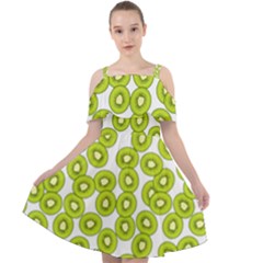 Kiwi Pattern Cut Out Shoulders Chiffon Dress by Valentinaart