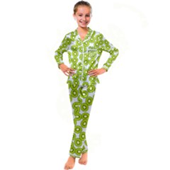 Kiwi Pattern Kid s Satin Long Sleeve Pajamas Set by Valentinaart