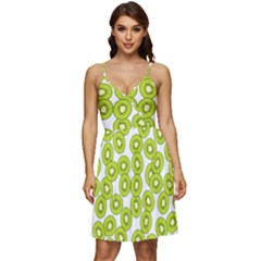 Kiwi Pattern V-neck Pocket Summer Dress 