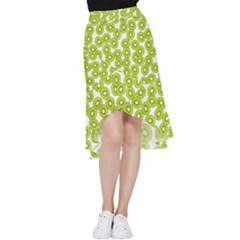 Kiwi Pattern Frill Hi Low Chiffon Skirt