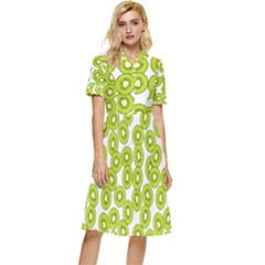 Kiwi Pattern Button Top Knee Length Dress