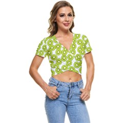 Kiwi Pattern Short Sleeve Foldover Tee