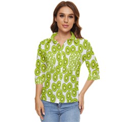 Kiwi Pattern Women s Quarter Sleeve Pocket Shirt