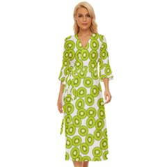 Kiwi Pattern Midsummer Wrap Dress