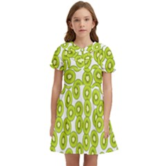 Kiwi Pattern Kids  Bow Tie Puff Sleeve Dress