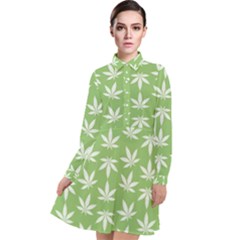 Weed Pattern Long Sleeve Chiffon Shirt Dress by Valentinaart