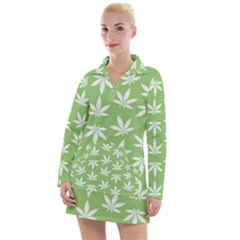 Weed Pattern Women s Long Sleeve Casual Dress by Valentinaart