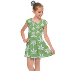 Weed Pattern Kids  Cap Sleeve Dress