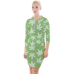 Weed Pattern Quarter Sleeve Hood Bodycon Dress by Valentinaart