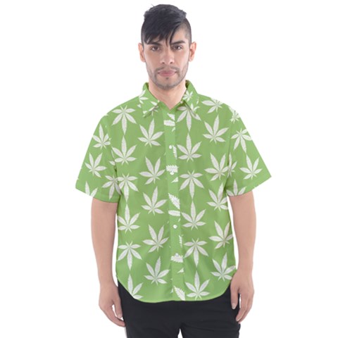 Weed Pattern Men s Short Sleeve Shirt by Valentinaart