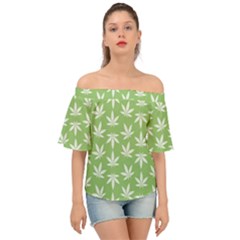 Weed Pattern Off Shoulder Short Sleeve Top by Valentinaart