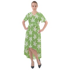 Weed Pattern Front Wrap High Low Dress by Valentinaart