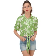 Weed Pattern Tie Front Shirt  by Valentinaart