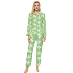 Weed Pattern Womens  Long Sleeve Velvet Pocket Pajamas Set by Valentinaart