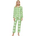 Weed Pattern Womens  Long Sleeve Velvet Pocket Pajamas Set View1