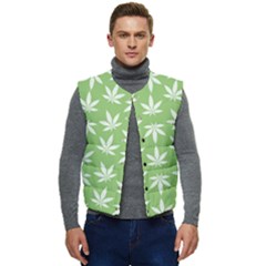 Weed Pattern Men s Short Button Up Puffer Vest	 by Valentinaart