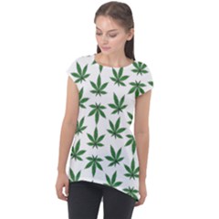 Weed Pattern Cap Sleeve High Low Top by Valentinaart