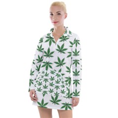 Weed Pattern Women s Long Sleeve Casual Dress by Valentinaart