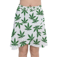 Weed Pattern Chiffon Wrap Front Skirt by Valentinaart