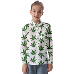 Weed Pattern Kids  Long Sleeve Shirt