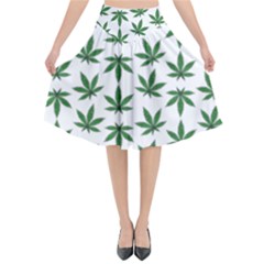 Weed Pattern Flared Midi Skirt by Valentinaart